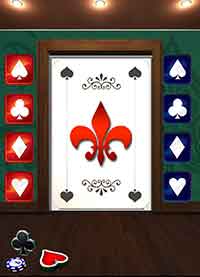 100 Floors Escape Walkthrough Hint: Pay attention to the order of the symbols on the exit. First, Tap the blue symbols on the right- club, diamond, heart, spade. Now, Tap the red symbols on the left- club, spade, diamond, & heart. 