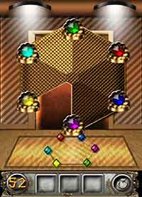 100 Floors Escape Walkthrough Click the gems in the following order- Red, green, light-blue, yellow, red, lightblue, green, blue, purple, skyblue, yellow, green, blue, purple, yellow, green, blue, purple, and green. Doors will open. 