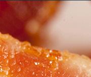 Zoomed In A crispy piece of food with grease on itBacon