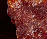Zoomed In A piece of dried up meat Beefjerky 