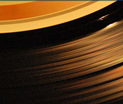 Zoomed In A gold layer on top and black bottom Record 