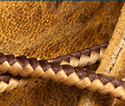 Zoomed In A brown and tan lace Shoelace