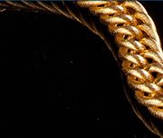 Zoomed In A black background with a gold link Goldchain 