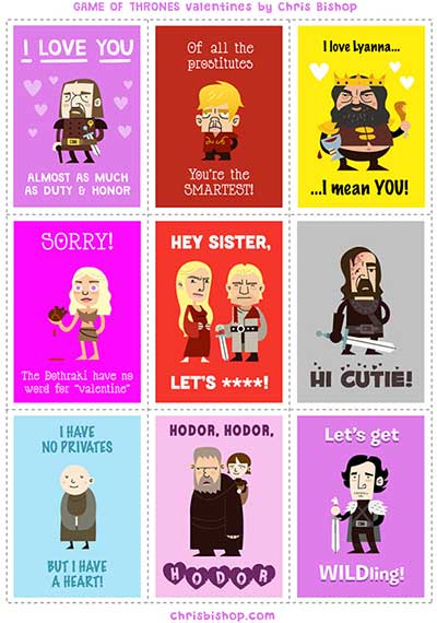 game of thrones valentines day card