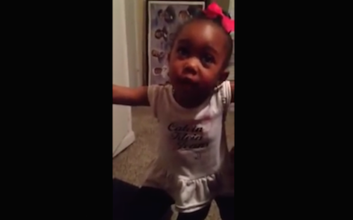 little girl yelling at dad